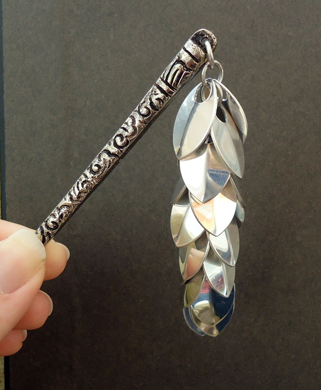 Cascading Shiny Silver Hair Stick