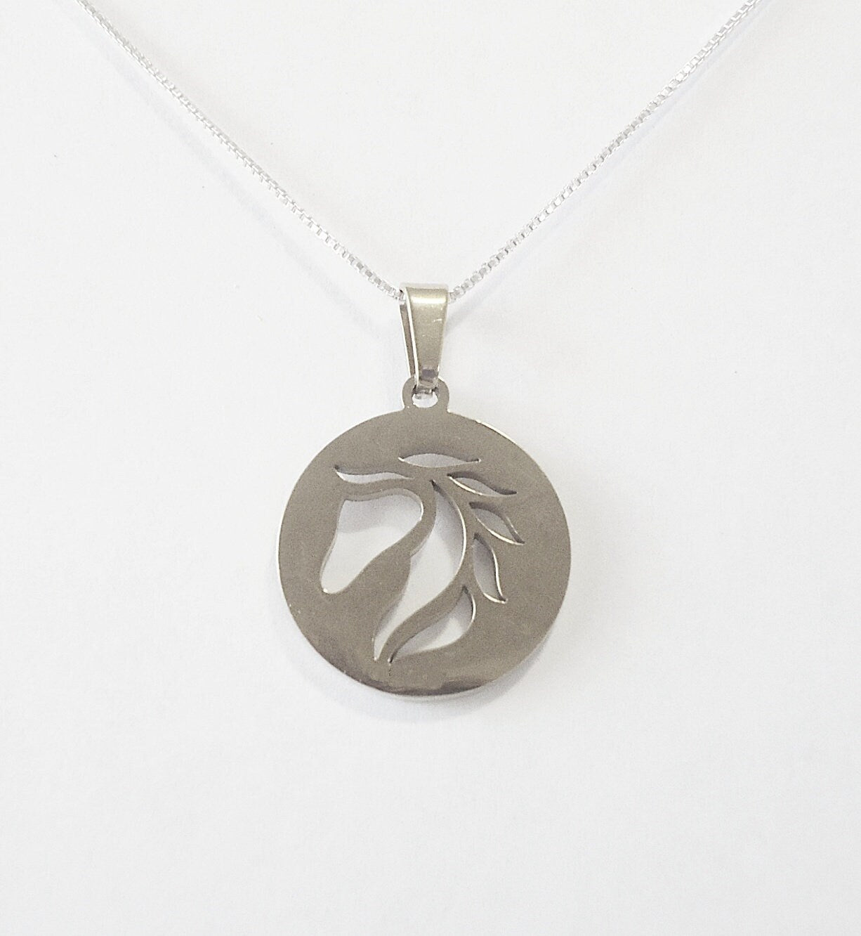 Simple Horse Lovers Necklace, Stainless Steel Pendant on Sterling Silver Chain, Unplated or Gold Plated Stainless Steel Pendant