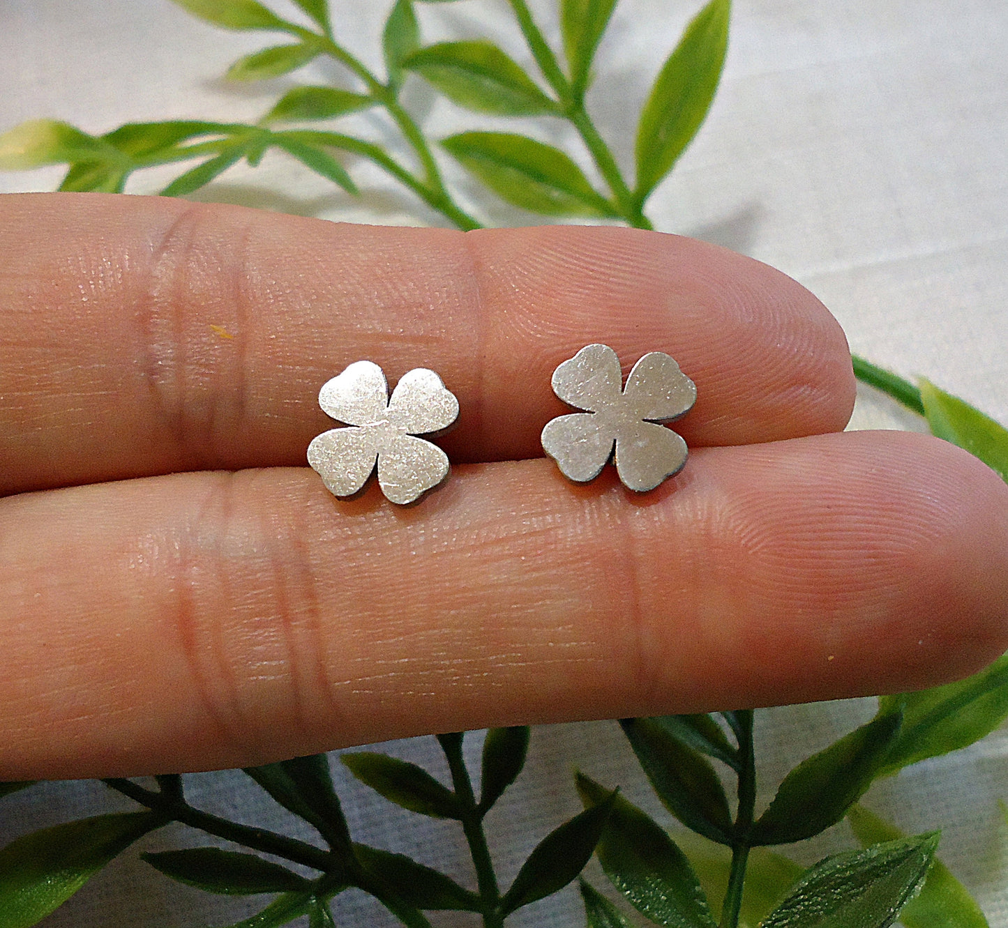 Small Stainless Steel Stud Earrings, Arrows, Bars, Four Leaf Clovers, Pinwheels, Star and Moon