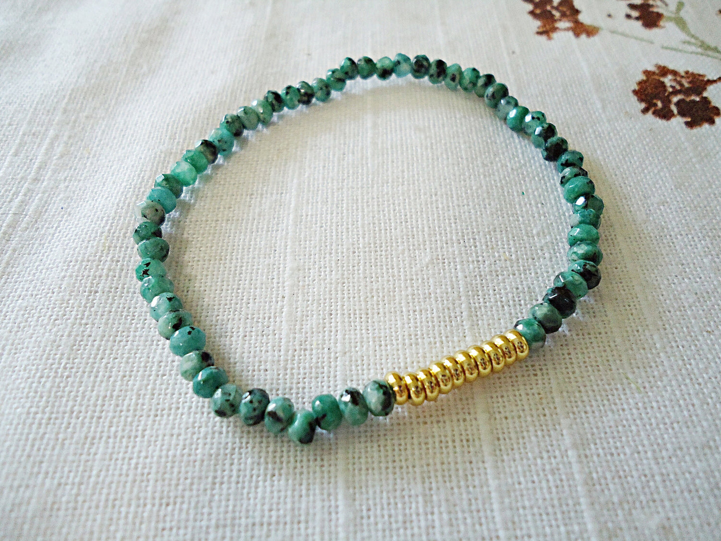 Stone Bracelet, Turquoise, Blue, Cranberry, Green, Stretch Bracelet, No clasp