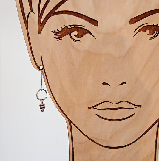 Antique Silver Pinecone Earrings, Simple Dangle Earrings, 1", Stainless Steel Earwire