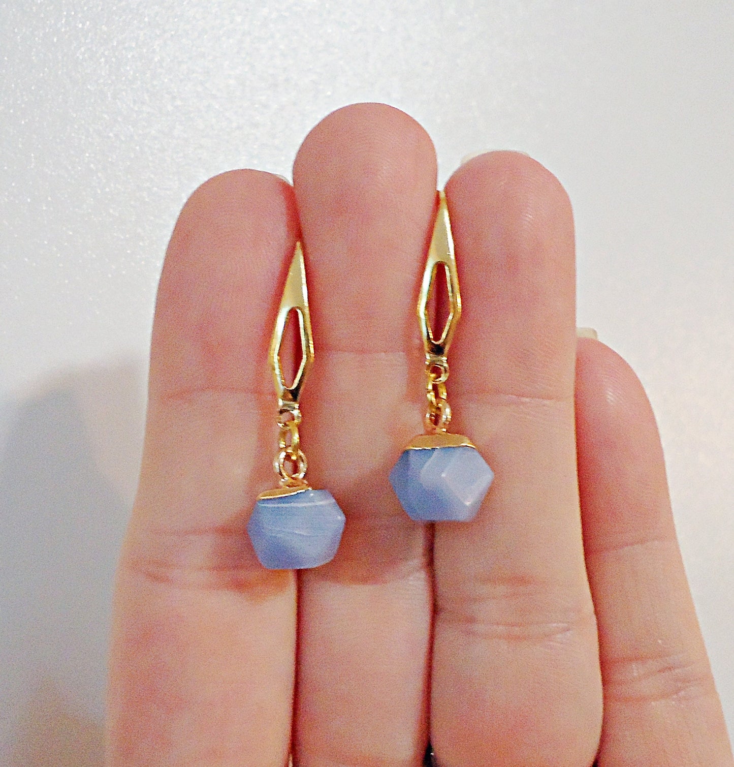 Lilac Purple Stone Earrings with 18K Gold Plated Stainless Steel Earwire