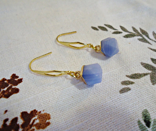 Lilac Purple Stone Earrings with 18K Gold Plated Stainless Steel Earwire