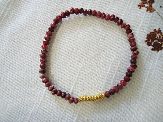 Stone Bracelet, Turquoise, Blue, Cranberry, Green, Stretch Bracelet, No clasp