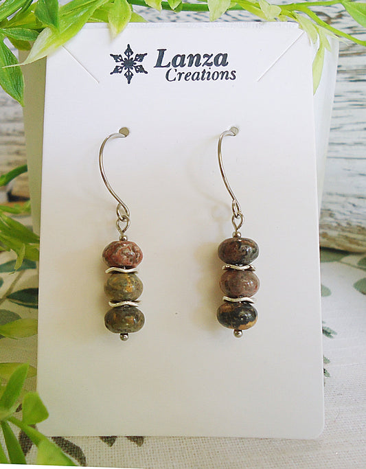 Crazy Lace Agate Earrings, Stainless Steel Earwire, Natural Stone Earrings