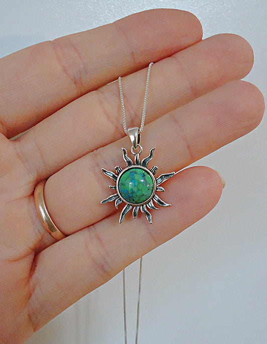 Turquoise Sun Sterling Silver Necklace