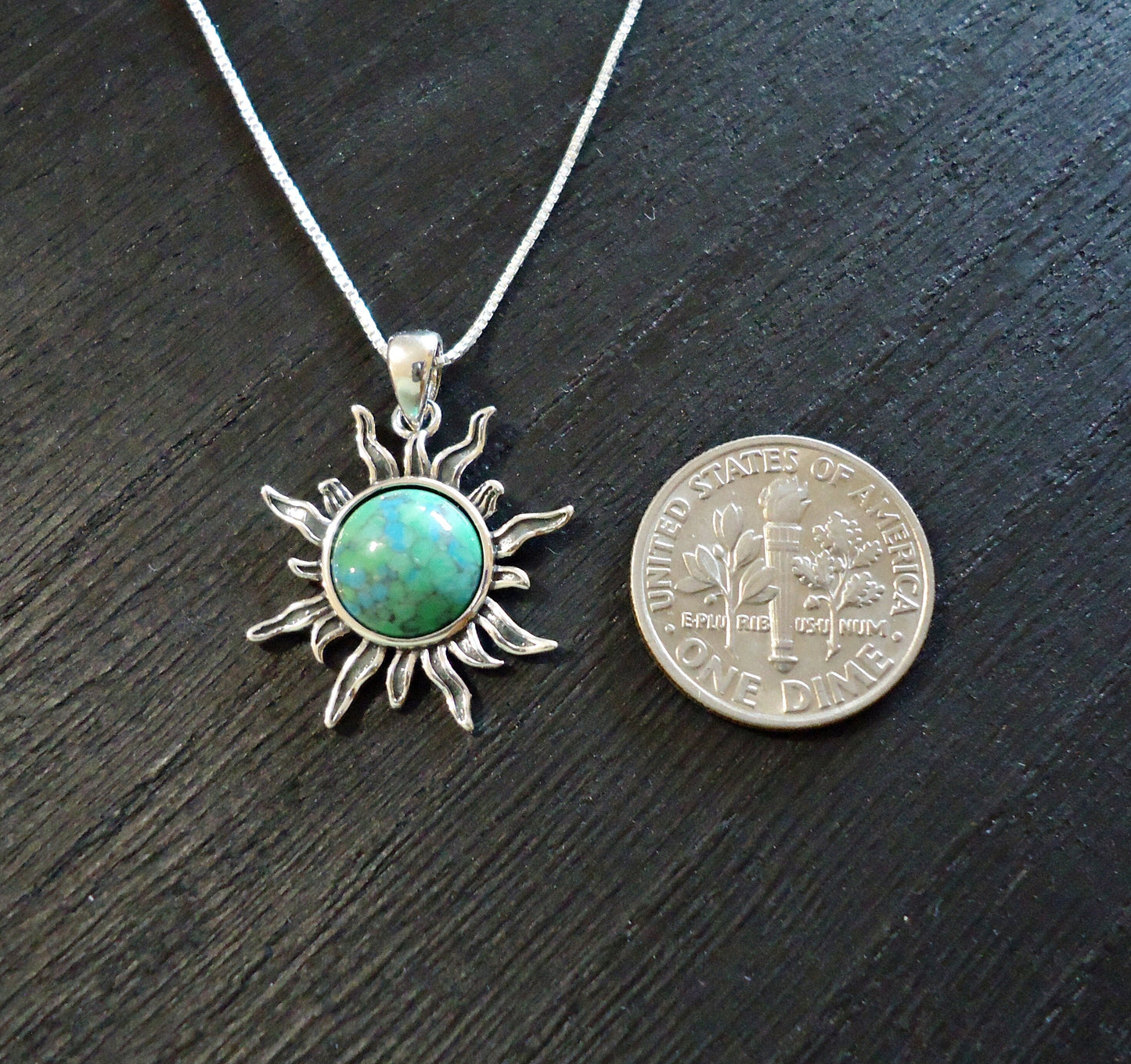 Turquoise Sun Sterling Silver Necklace