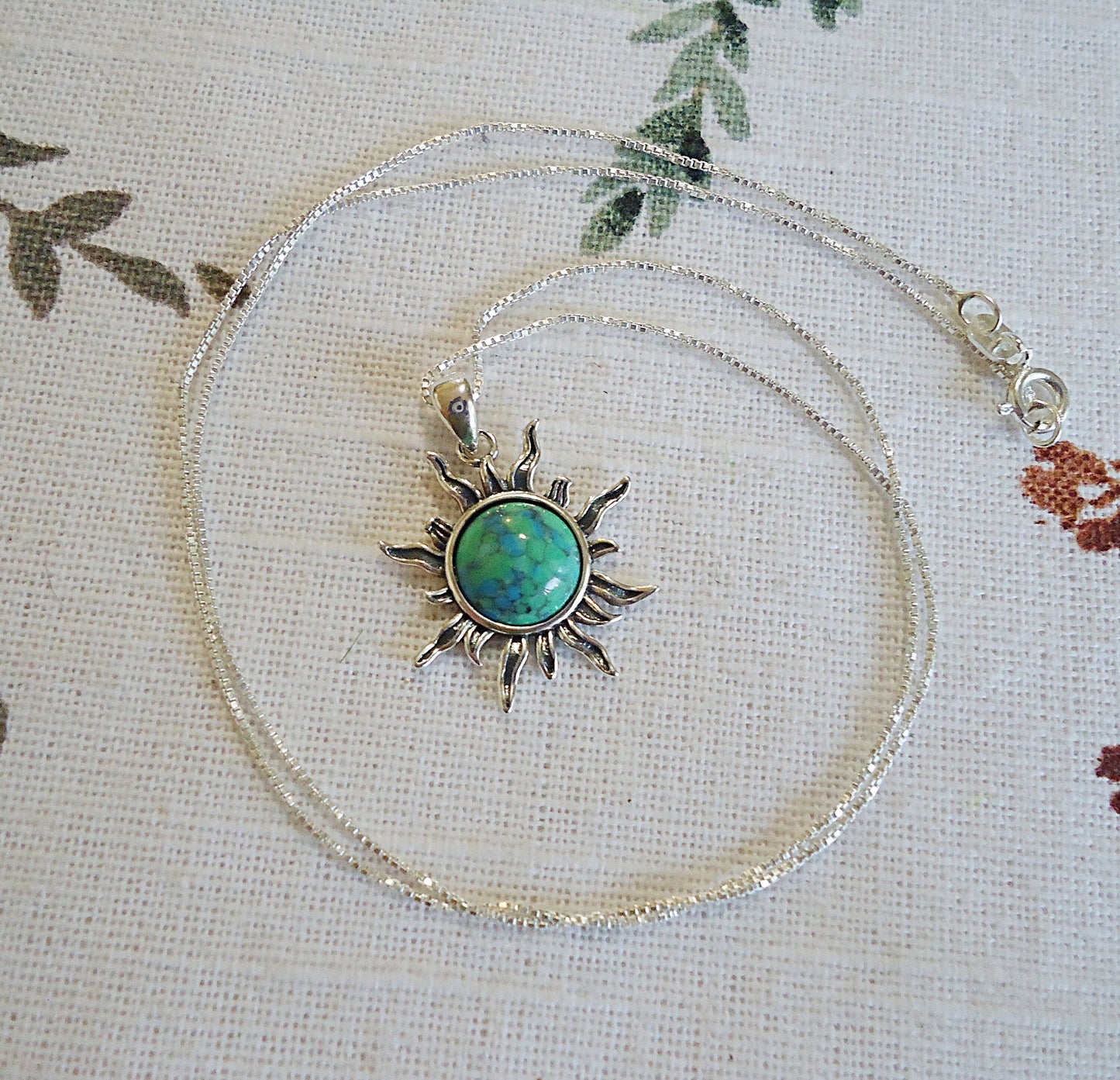 Turquoise Sun Sterling Silver Necklace