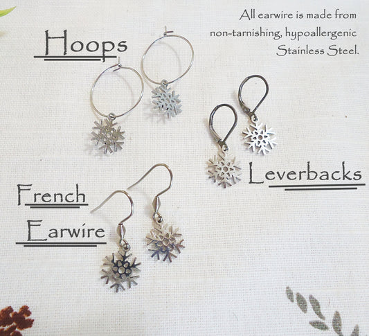 CORE ESSENTIALS - Stainless Steel Earrings, Double Dragonfly, Hoops, French Earwire, or Leverbacks