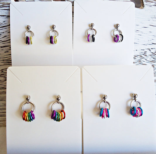 Rainbow Earrings, Small Post Earrings, Pride Flag, LGBTQ, Trans, Asexual, Nonbinary, Colorful, Hypoallergenic Stainless Steel
