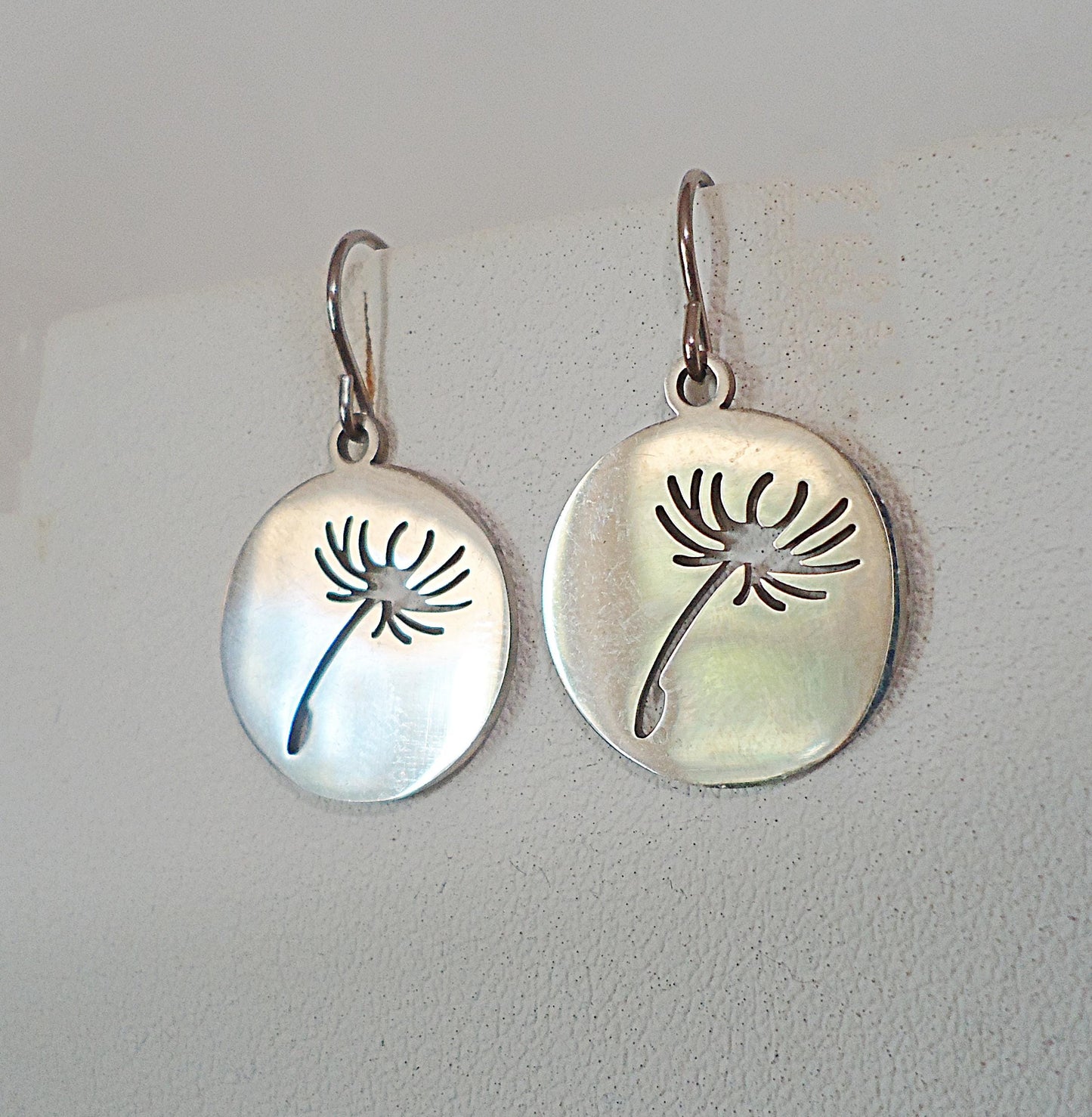 Minimalist Silver Dandelion Earrings, Stainless Steel, Laser-cut, 5/8" Dangle