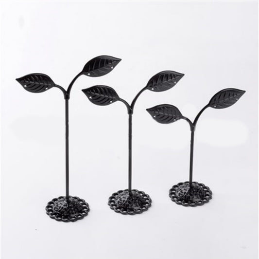 Set of 3 Metal Earring Tree Displays, Antique Copper or Black, Leaves, Holds 6 pairs of earrings