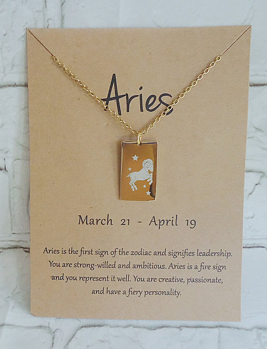 Zodiac Birthday Necklaces, Gold Plated Stainless Steel, Minimalist