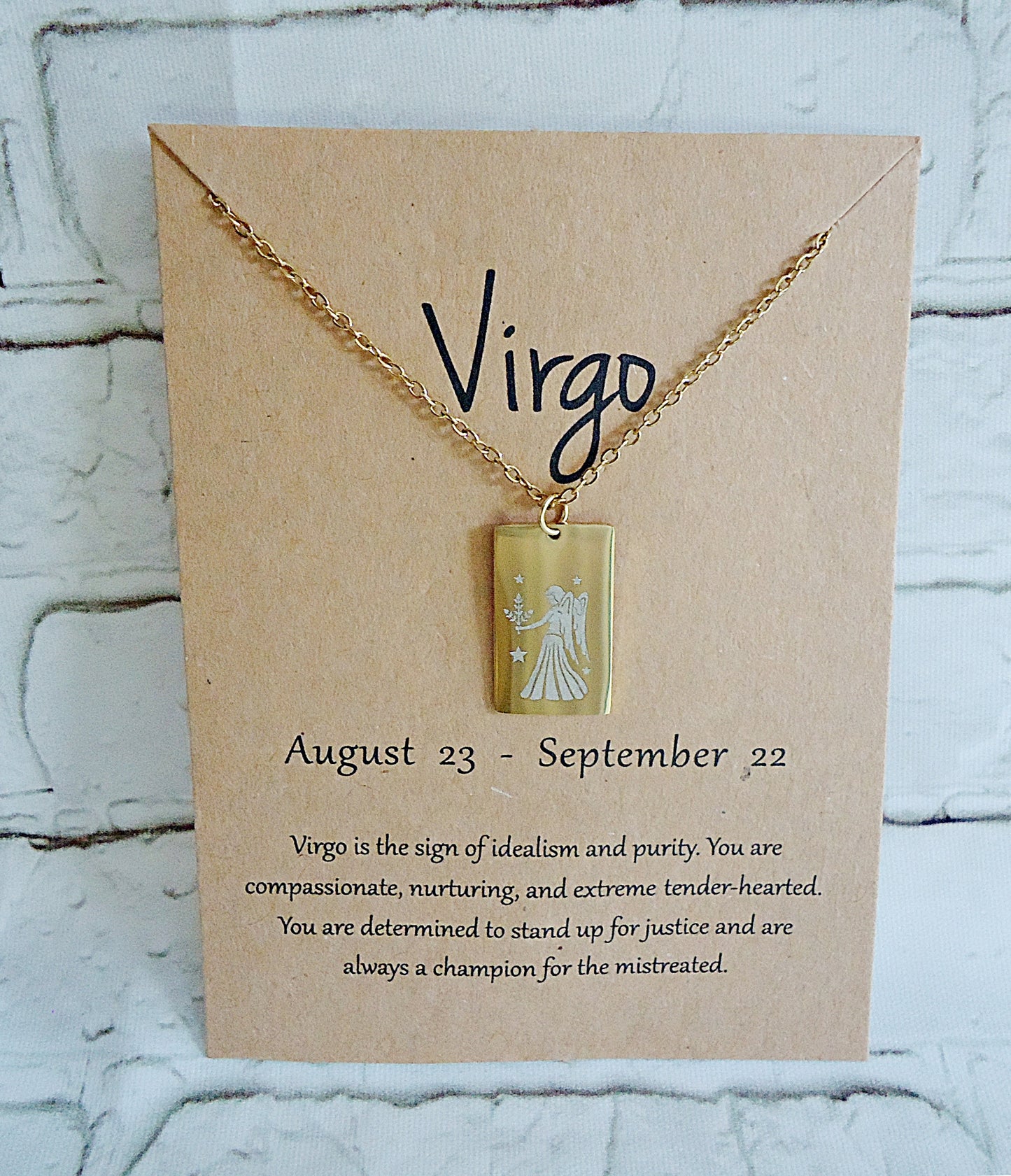 Zodiac Birthday Necklaces, Gold Plated Stainless Steel, Minimalist