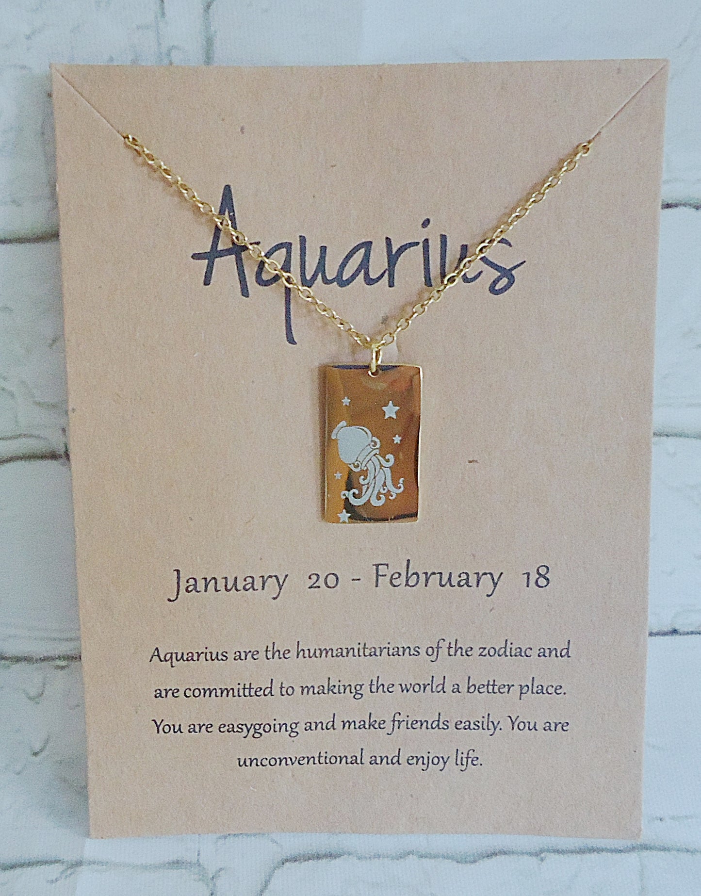 Zodiac Birthday Necklaces, Gold Plated Stainless Steel, Minimalist