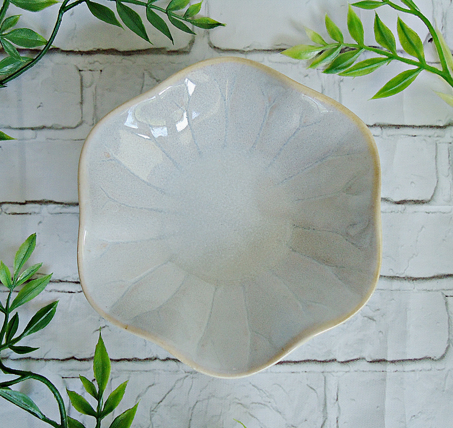 Ceramic Ring Tray, Lotus Flower, 4" Wide, Blue Pink White Green