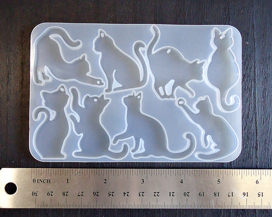 Cat Pendant Silicone Mold, 8 Cat Molds, Epoxy Resin Keychain Pendant Mold