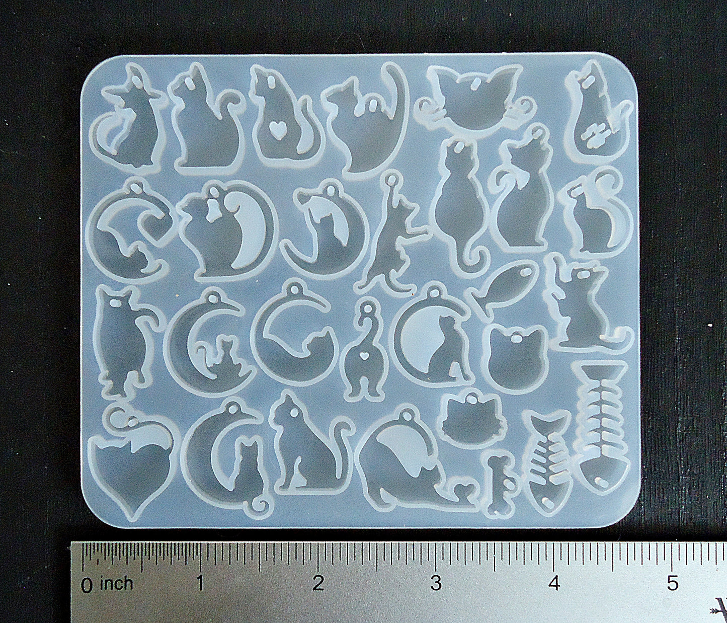 Cat Charm Silicone Mold, 29 Small Cat Charms or Earrings, under 1 inch charms, Epoxy Resin Mold