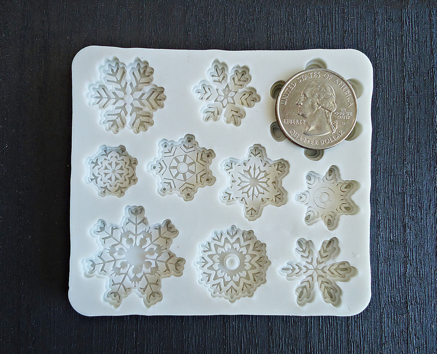 Snowflake Cabochon Mold, 10 Small Snowflakes, Food Grade Silicone Mold