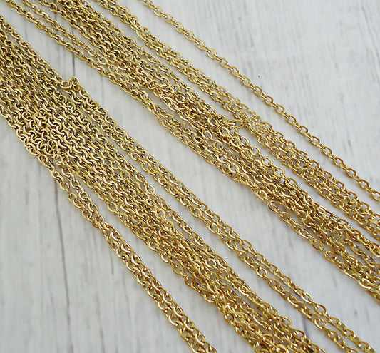 Stainless Steel Finished Chain, Gold Plated, 16" 18" 19.5"