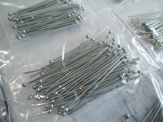 540 pieces, Stainless Steel Headpin Assortment, Eye Pins, Flat Head Pins, Ball Head Pins, 30mm, 40mm, 50mm