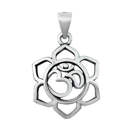 Sterling Silver Ohm Flower Pendant, 16mm Tall with Soldered Bail