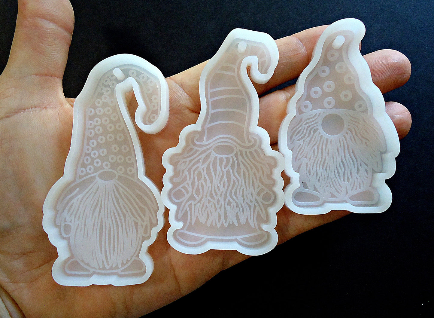 Silicone Molds, Gnomes, Set of 3, Christmas Ornaments, Epoxy Resin Crafts, 2.5" - 3" Tall