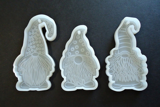 Silicone Molds, Gnomes, Set of 3, Christmas Ornaments, Epoxy Resin Crafts, 2.5" - 3" Tall