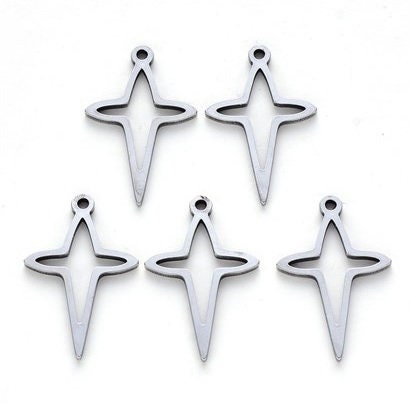 Stainless Steel Cross Charms, 20mm x 12mm, Set of 10