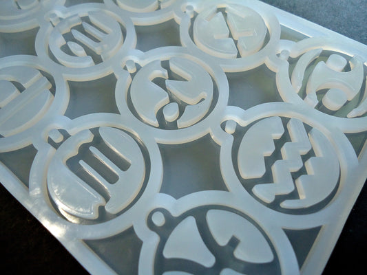 Silicone Mold, 12 Zodiac Charms Pendants, Epoxy Resin Jewelry Mold