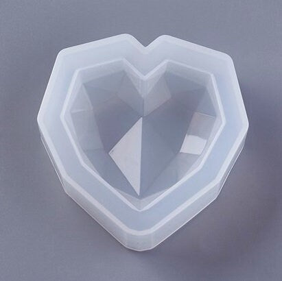 Silicone Molds for Epoxy Resin Crafts, Faceted Hearts, 3 Sizes: 64mm, 55mm, 42mm, Paperweights, Jewels, Baubles