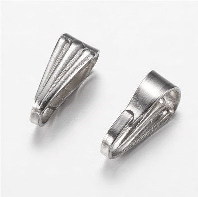 Small Stainless Steel Scalloped Bails, Jump Ring Alternative, 8.5x3mm