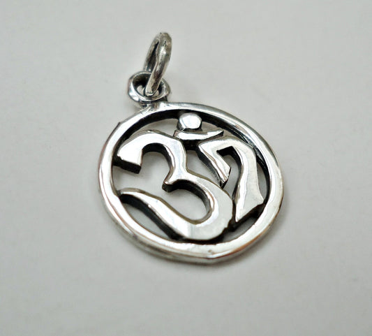 Small Sterling Silver Ohm Om Pendant Charm - Namaste Yoga