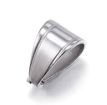 Stainless Steel Bails, Snap-on Style, 11mm Tall x 7mm Wide x 8mm Thick, Bulk Quantities