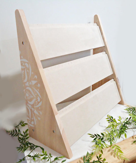 Large Necklace / Earring Display, 15.75" Wide x 14.5" Tall, Bamboo Wood and White Painted Mandala