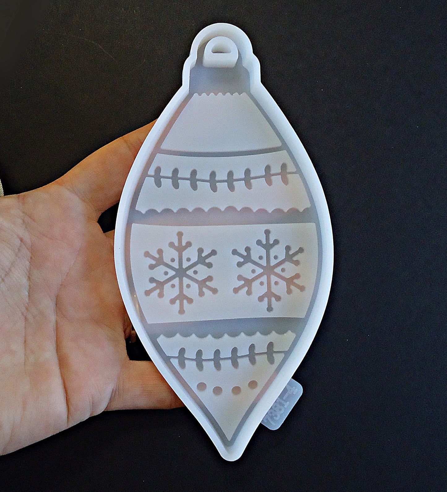 Silicone Mold - Christmas Ornament Bulb with Snowflakes - Epoxy Resin Jewelry - 6" Tall