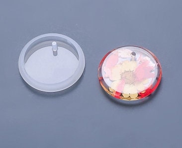 Silicone Mold for Epoxy Resin Crafts, Round Pendant with Beveled Edge, 42mm Diameter