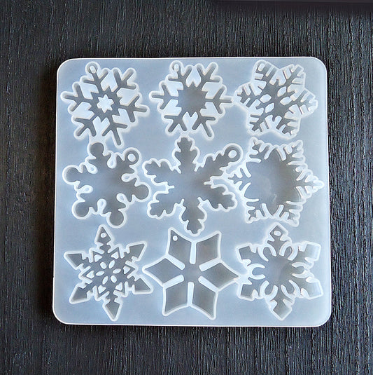 Silicone Mold, Epoxy Resin Pendant Mold, Snowflake Pendants Earrings, 9 snowflakes