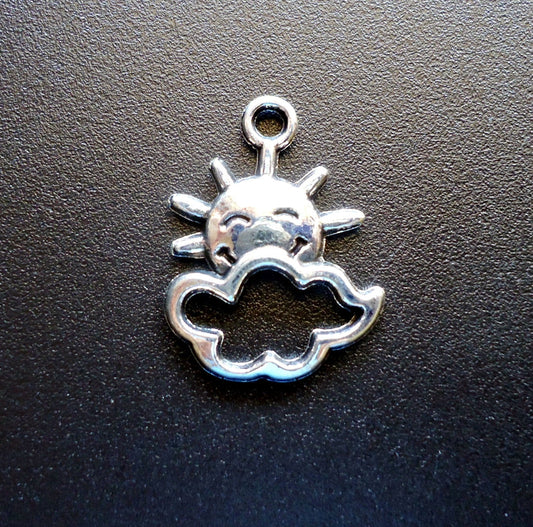 Happy Sun and Cloud Charms - Antique Bronze or Antique Silver