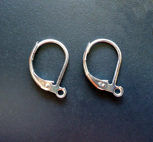Stainless Steel Leverback Earring Components - 13mm x 10.5mm - Bulk Sets of 20, 50, or 100