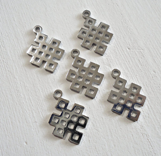 Small Stainless Steel Celtic Knot Charms - 18mm x 12mm - Set of 10, Geometric Design