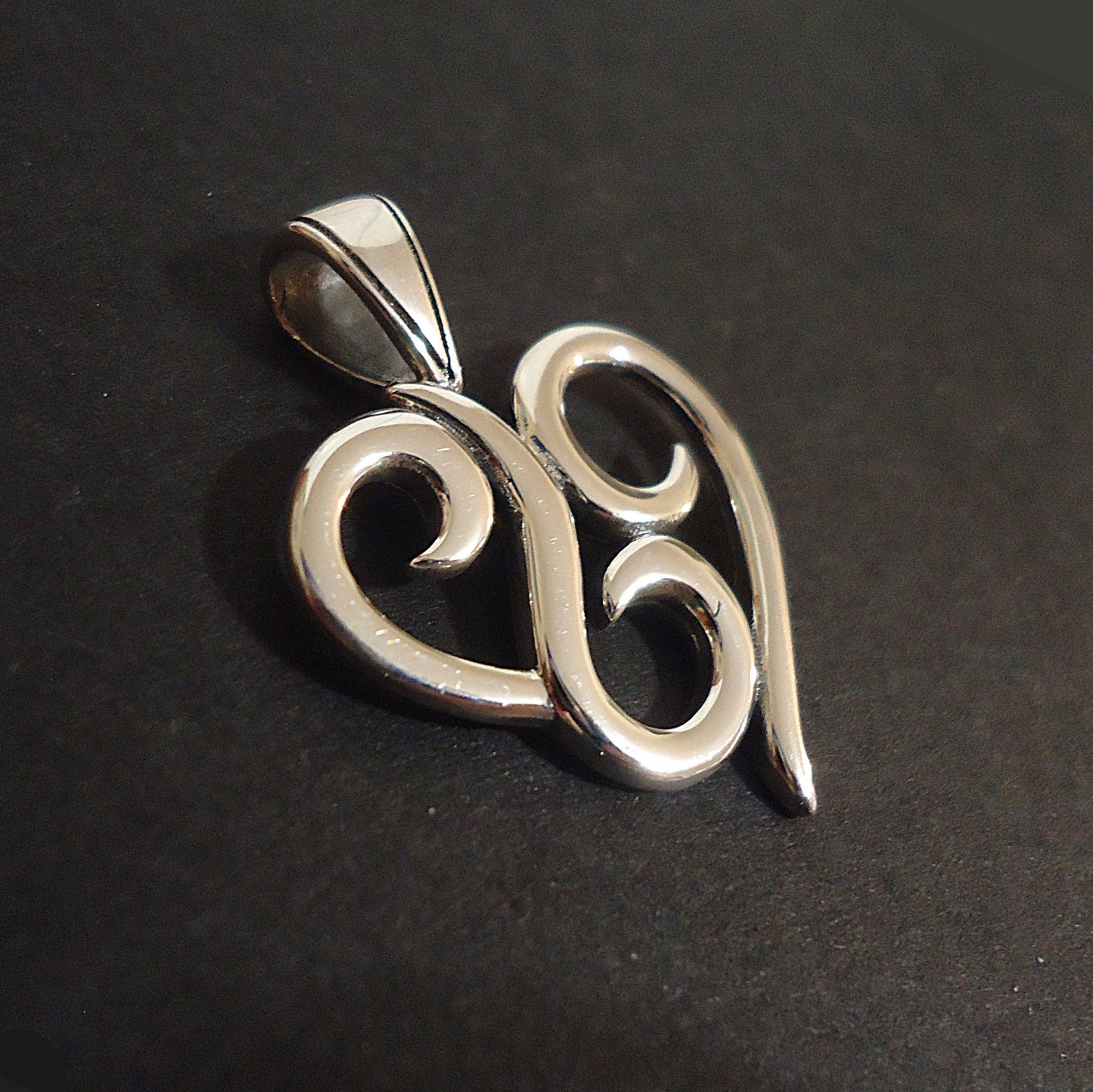 Sterling Silver Swirly Heart Pendant, 1 Inch Tall with Integrated Bail