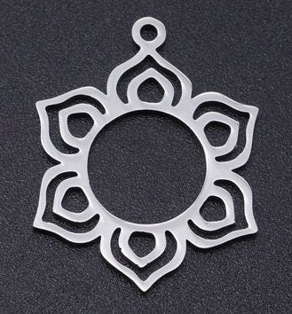 Stainless Steel Lotus Flower, 7/8" Diameter, Open Center