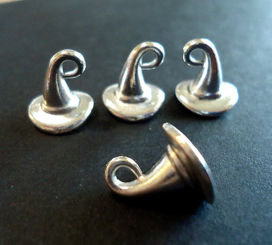 Small Witches Hat Charm, Antique Silver, Halloween Charm, 1/2" Tall