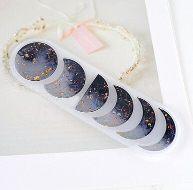 Silicone Mold, Moon Phases, Resin Craft Mold, 6 Moon Phases, Crescent Moons, 6.75" Wide