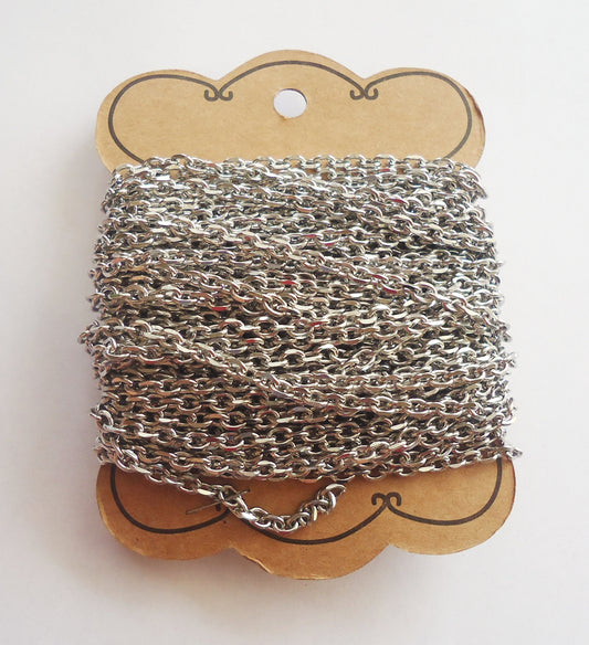 Bulk Unfinished Stainless Steel Chain, 3.7mm Wide, Unsoldered, 10m (33ft)