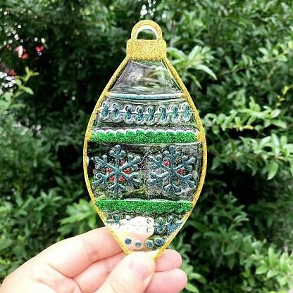 Silicone Mold - Christmas Ornament Bulb with Snowflakes - Epoxy Resin Jewelry - 6" Tall