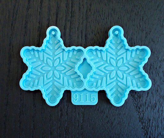 Silicone Mold, Snowflake Earrings Mold, Pendants or Earrings, 2 1/8" Tall, Epoxy Jewelry Mold