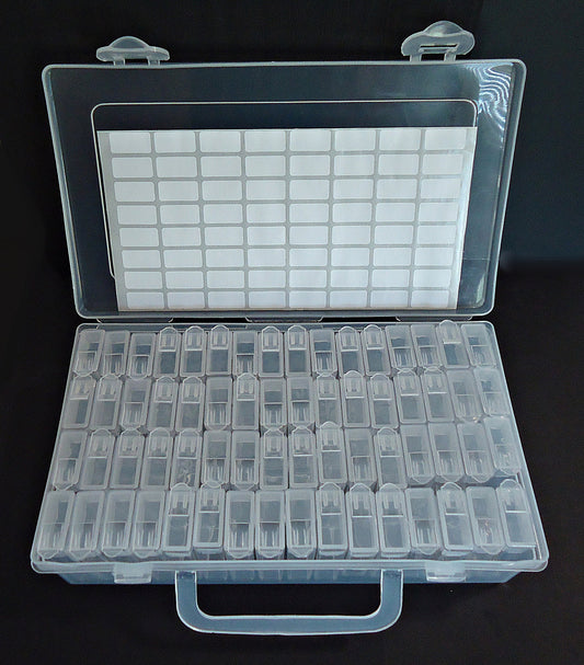 Small Bead Storage - 64 Containers with Case - Seed Beads, Drills, etc.