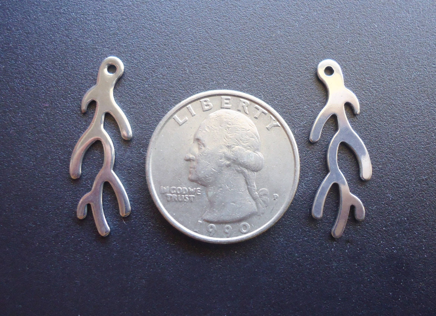 Stainless Steel Branch Pendants / Charms  - 1 1/8" Tall x 7/16" Wide x .75mm Thick, Set of 10